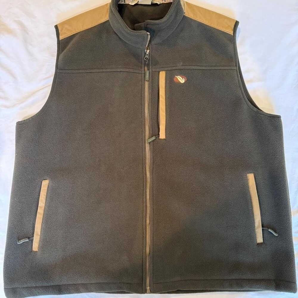 Mack's Prairie Wings brown & khaki vest with tan shoulder panels, size 2XL #outd